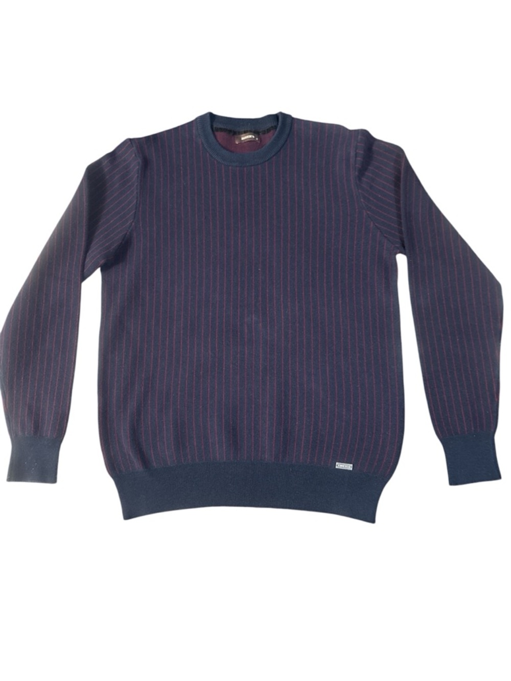 Men's Navy Pinstripe Crewneck Sweater by Armani Exchange
